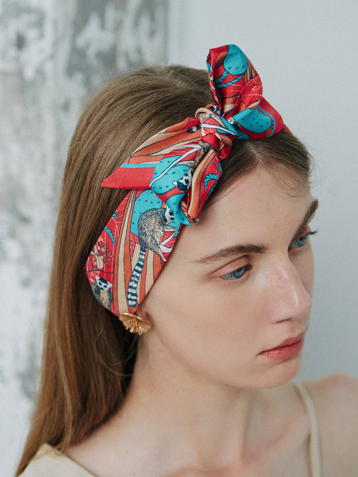 "Madagascar" Silk Skinny Scarf - Red: Red