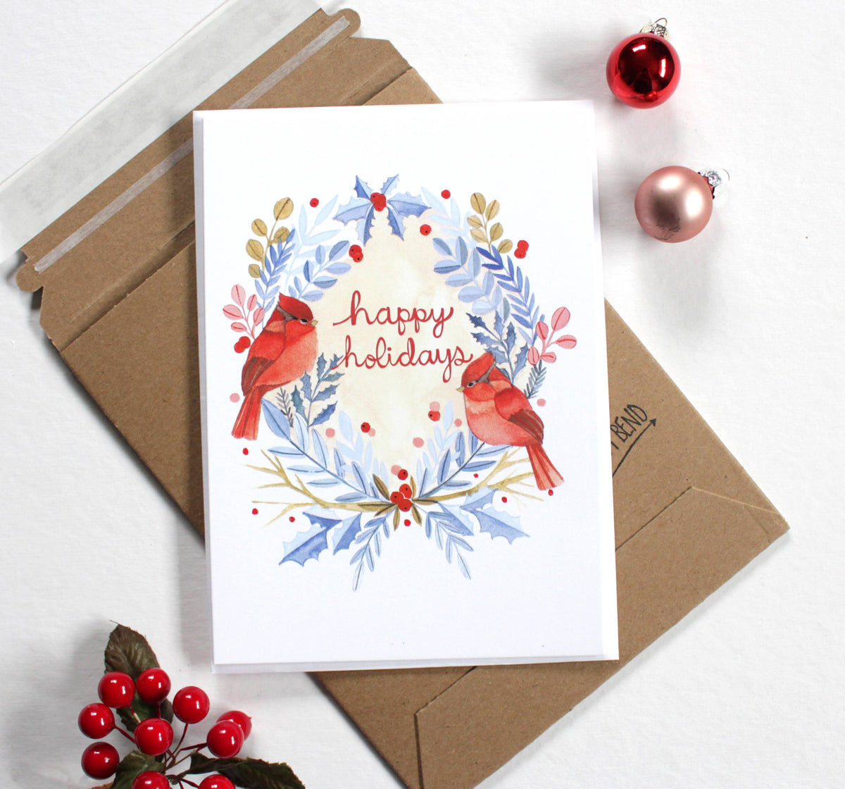 michele maule - Holiday Card - Two Cardinals Happy Holidays 