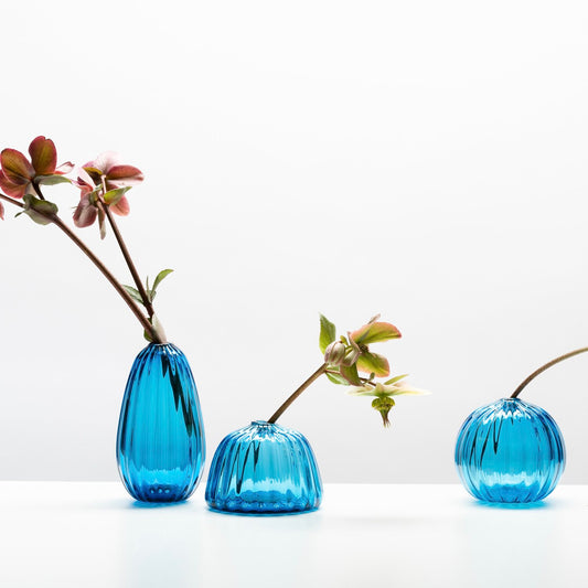 Hand Blown Glass Bud Vase - Aqua