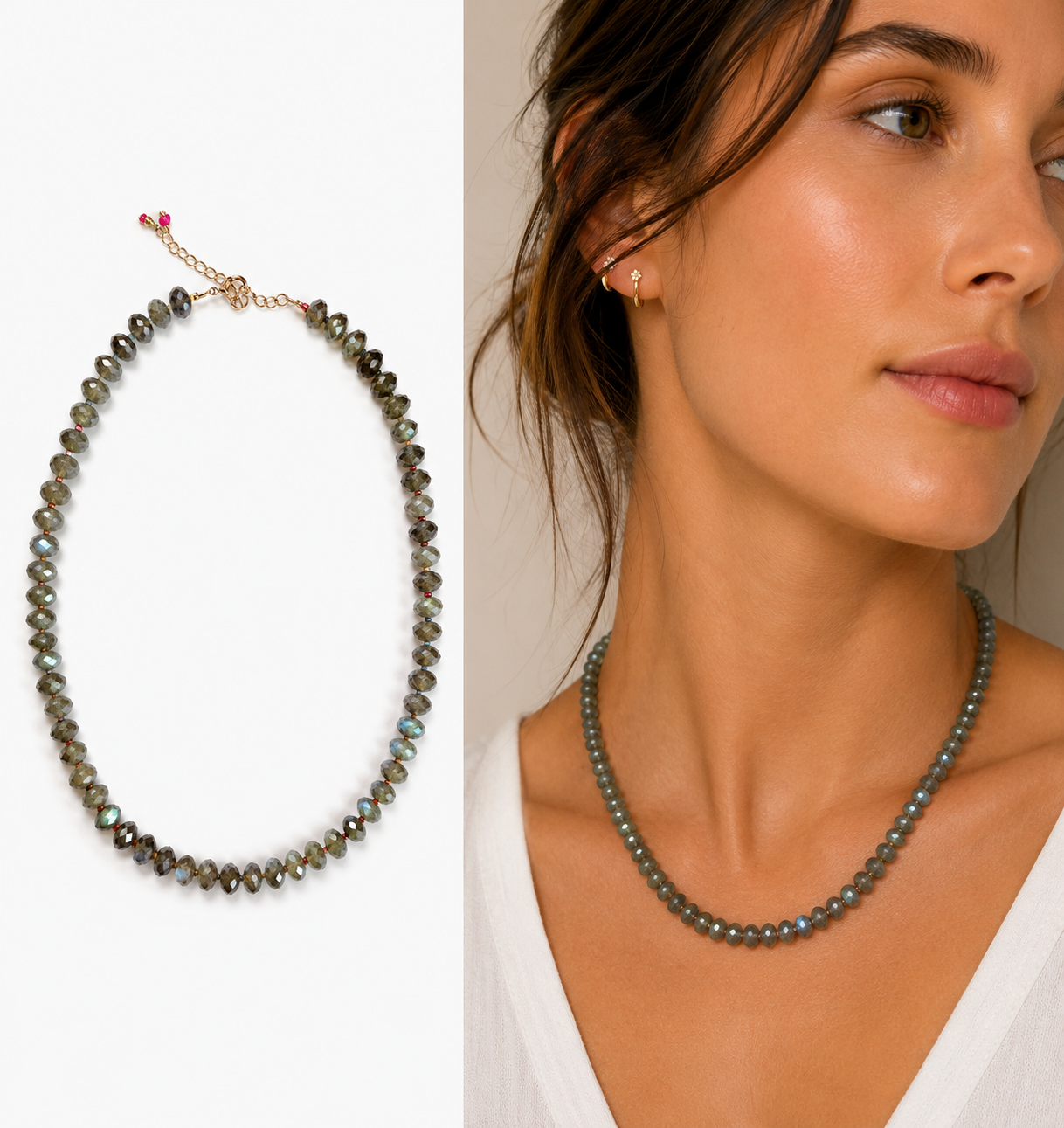 Faceted Labradorite Candy Necklace : 16"