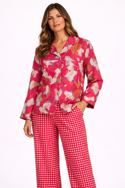 Cranes Cotton Pajama Set