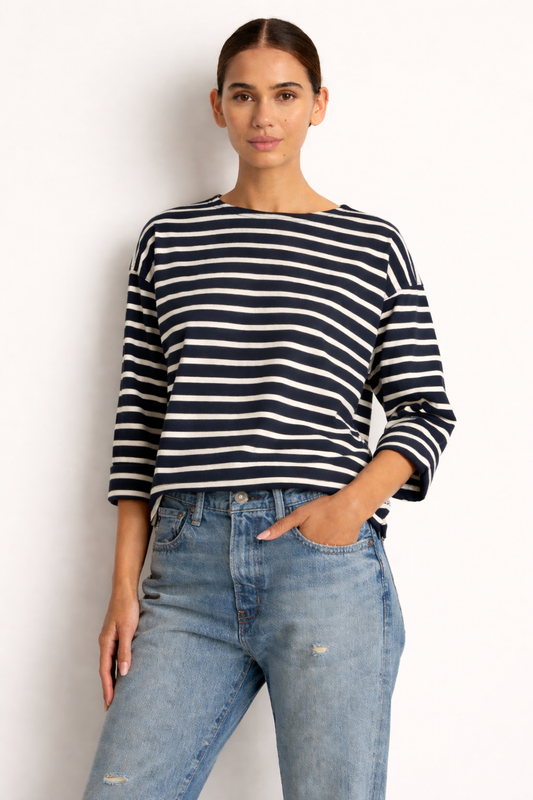 Sailor Top: WHITE STRIPE ON NAVY