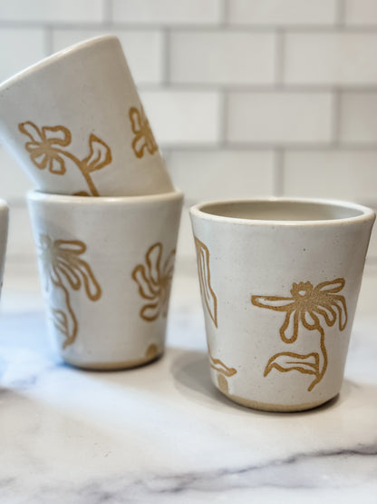 Floral Stoneware Tumbler – 10 oz | Handmade Ceramic Cup