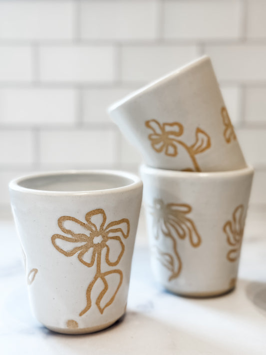 Floral Stoneware Tumbler – 10 oz | Handmade Ceramic Cup