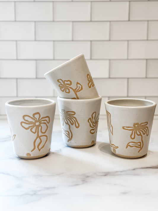 Floral Stoneware Tumbler – 10 oz | Handmade Ceramic Cup