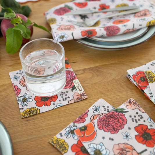 GARDEN FLORA | LINEN COASTERS, SET OF 4