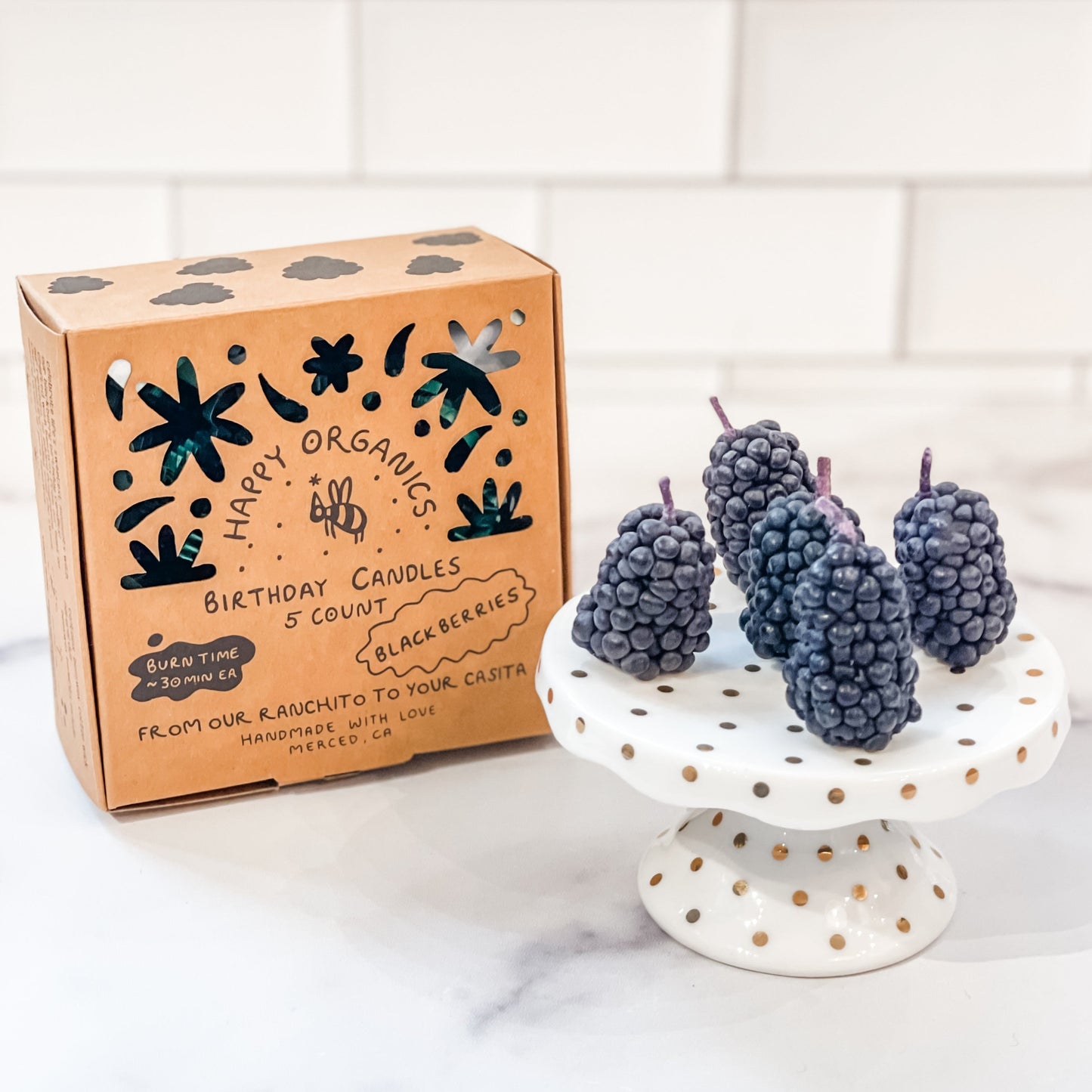 Beeswax Blackberry Birthday Candles