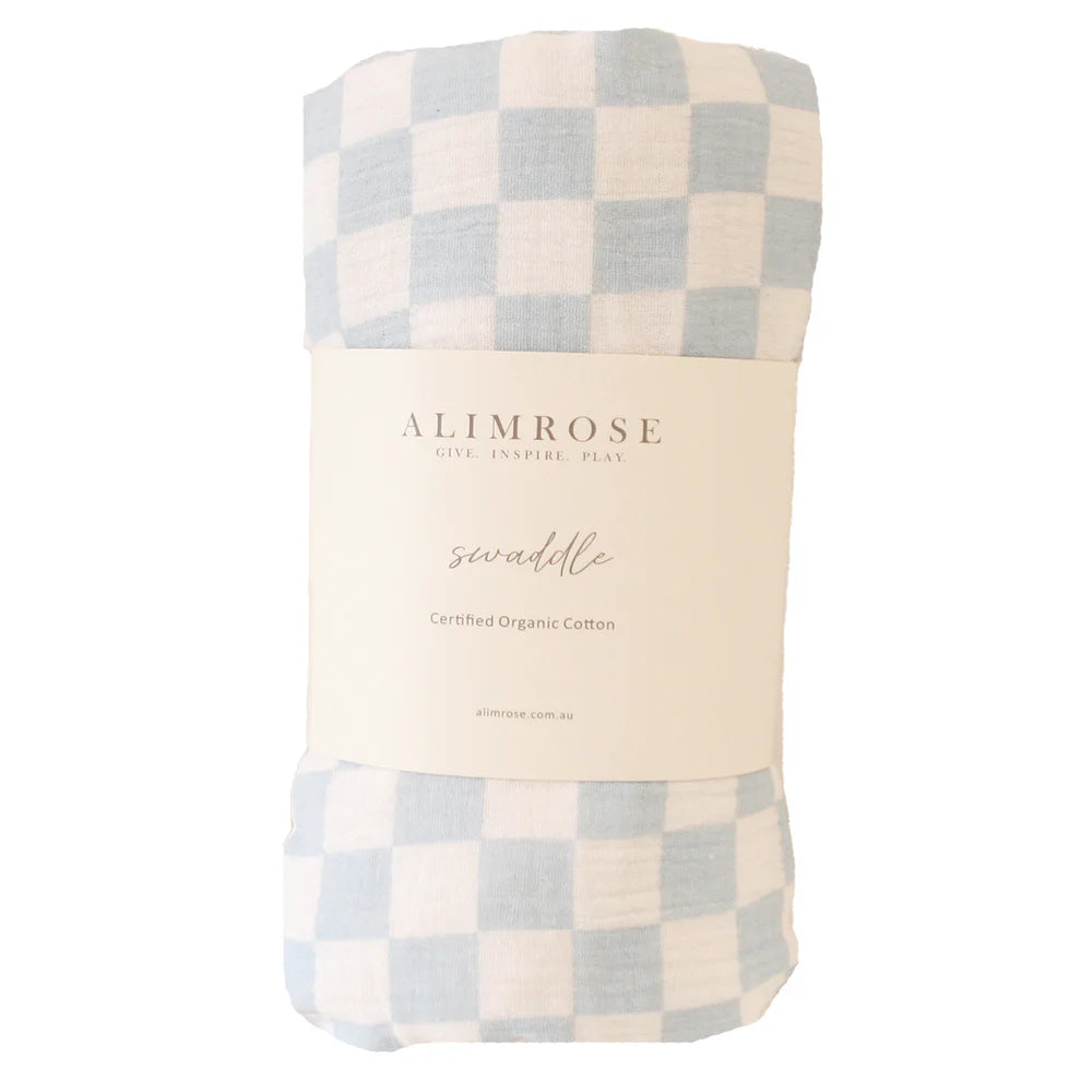 Muslin Swaddle Blue Checker