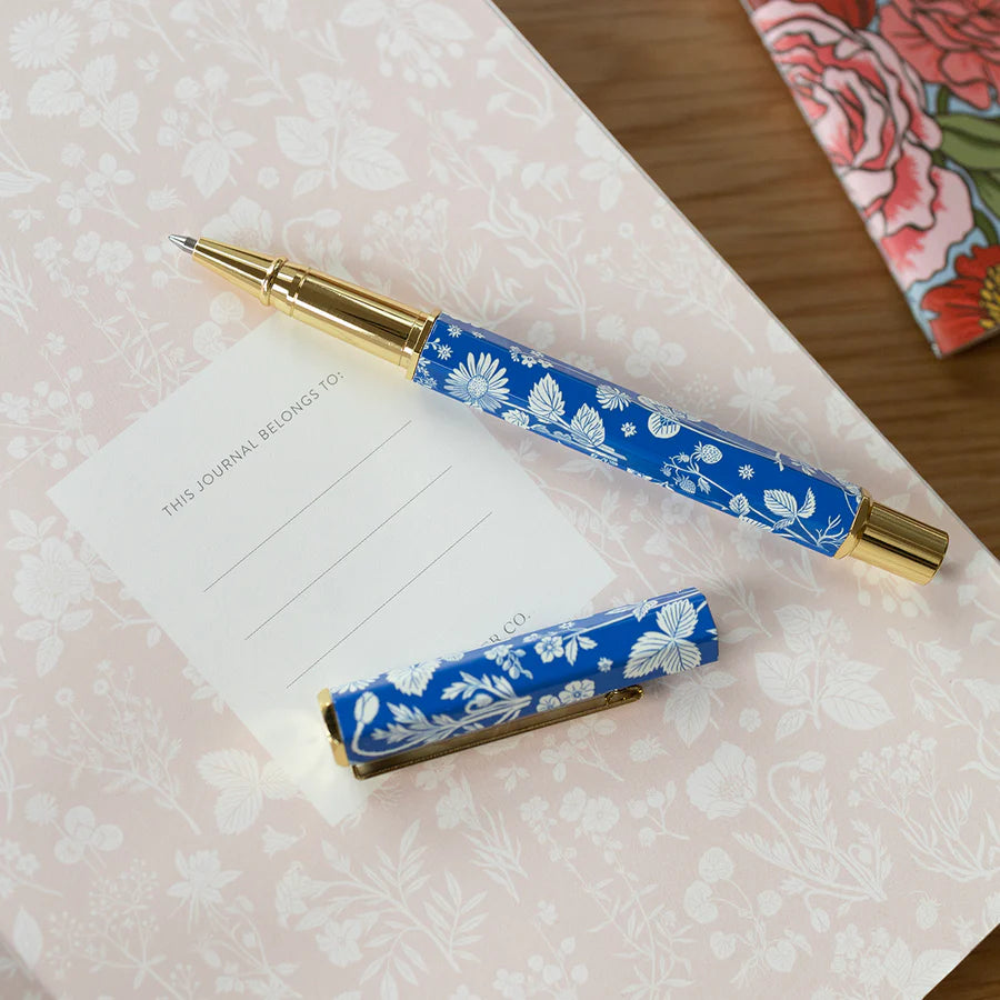 floral azure meadow rollerball pen by botanica
