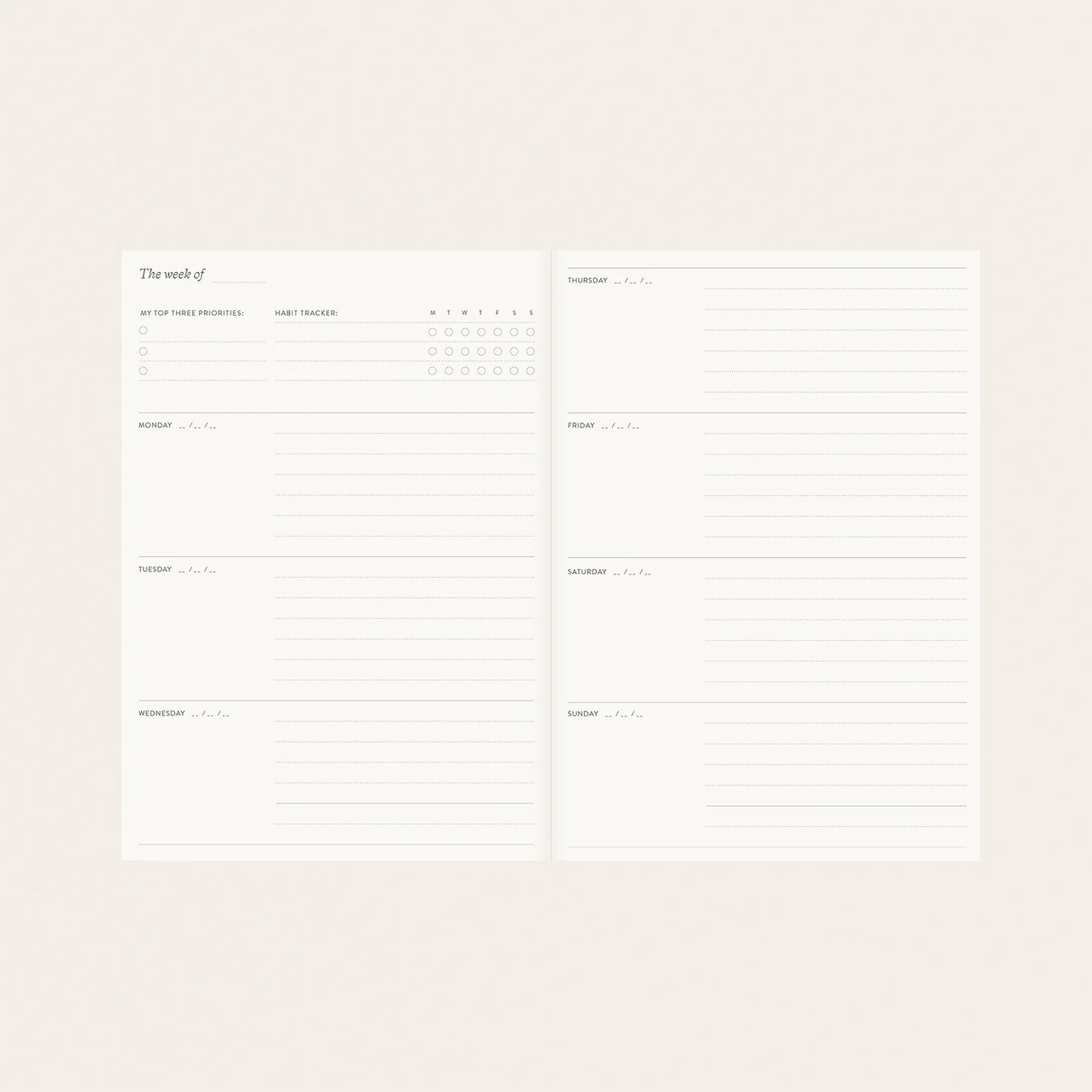 REVERIE | LINEN-BOUND UNDATED WEEKLY PLANNER