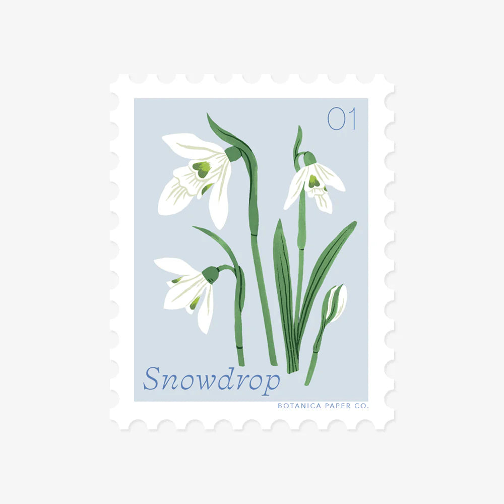 SNOWDROP, JANUARY FLOWER | STAMP-STYLE VINYL STICKER