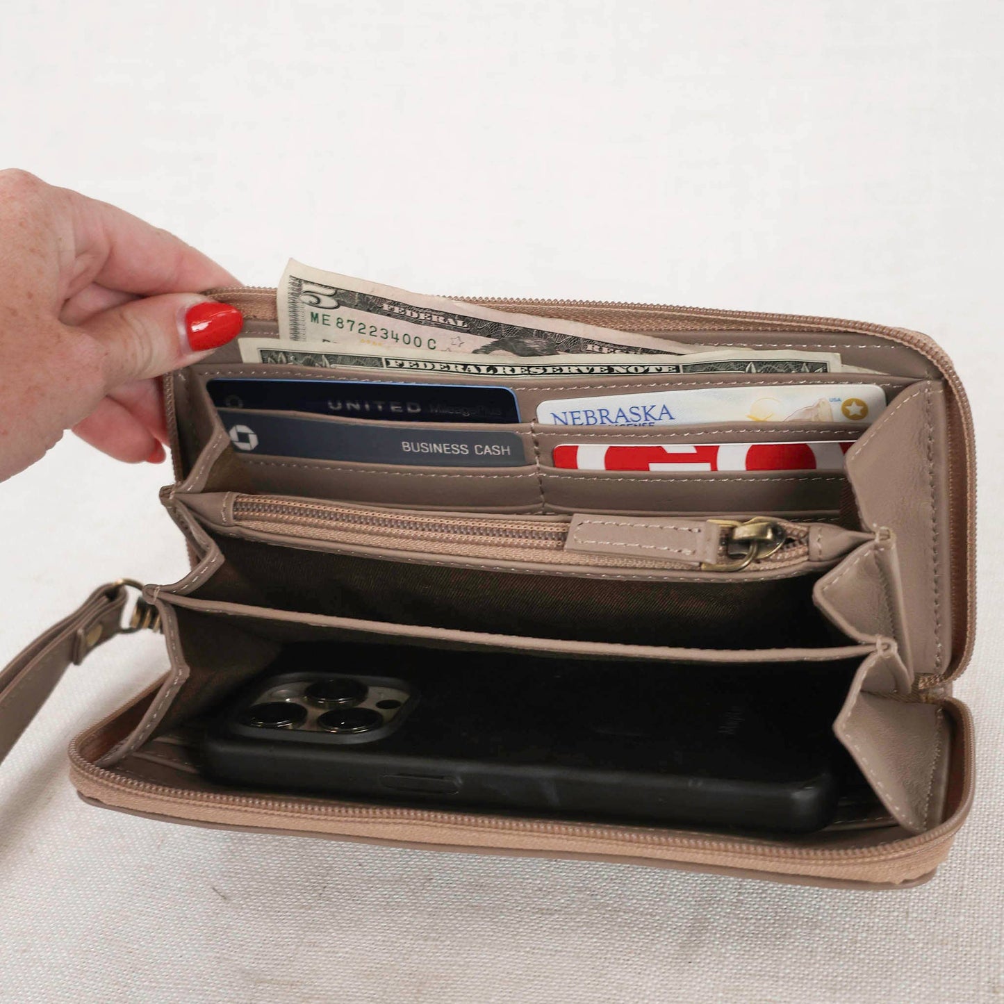 Leather Zipper Wallet: Black