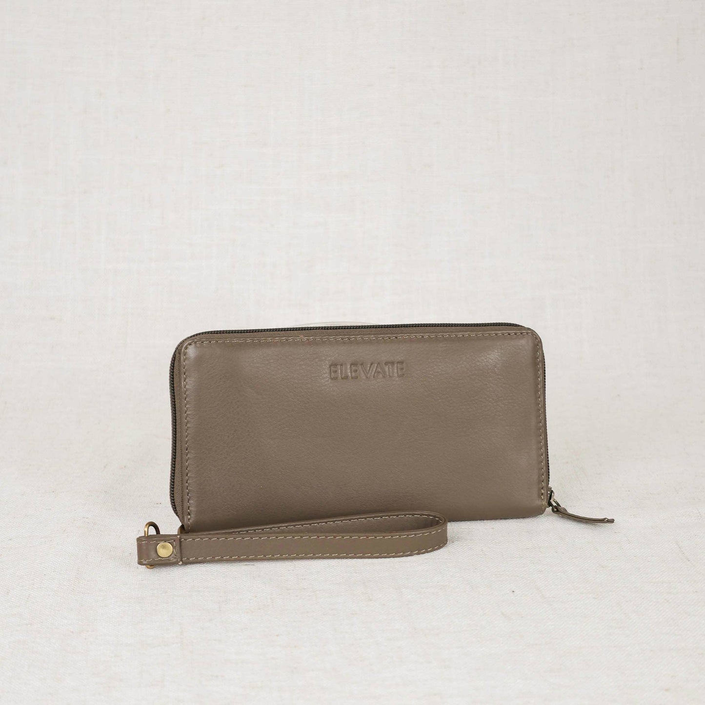 Leather Zipper Wallet: Black