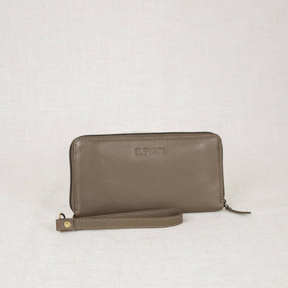Leather Zipper Wallet: Black