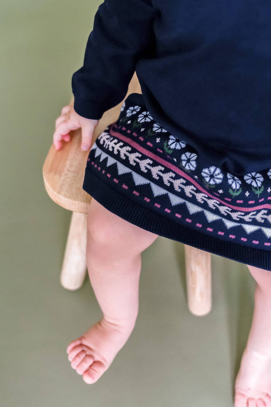 Fair Isle Knit Dress Navy Blue / 12-18M