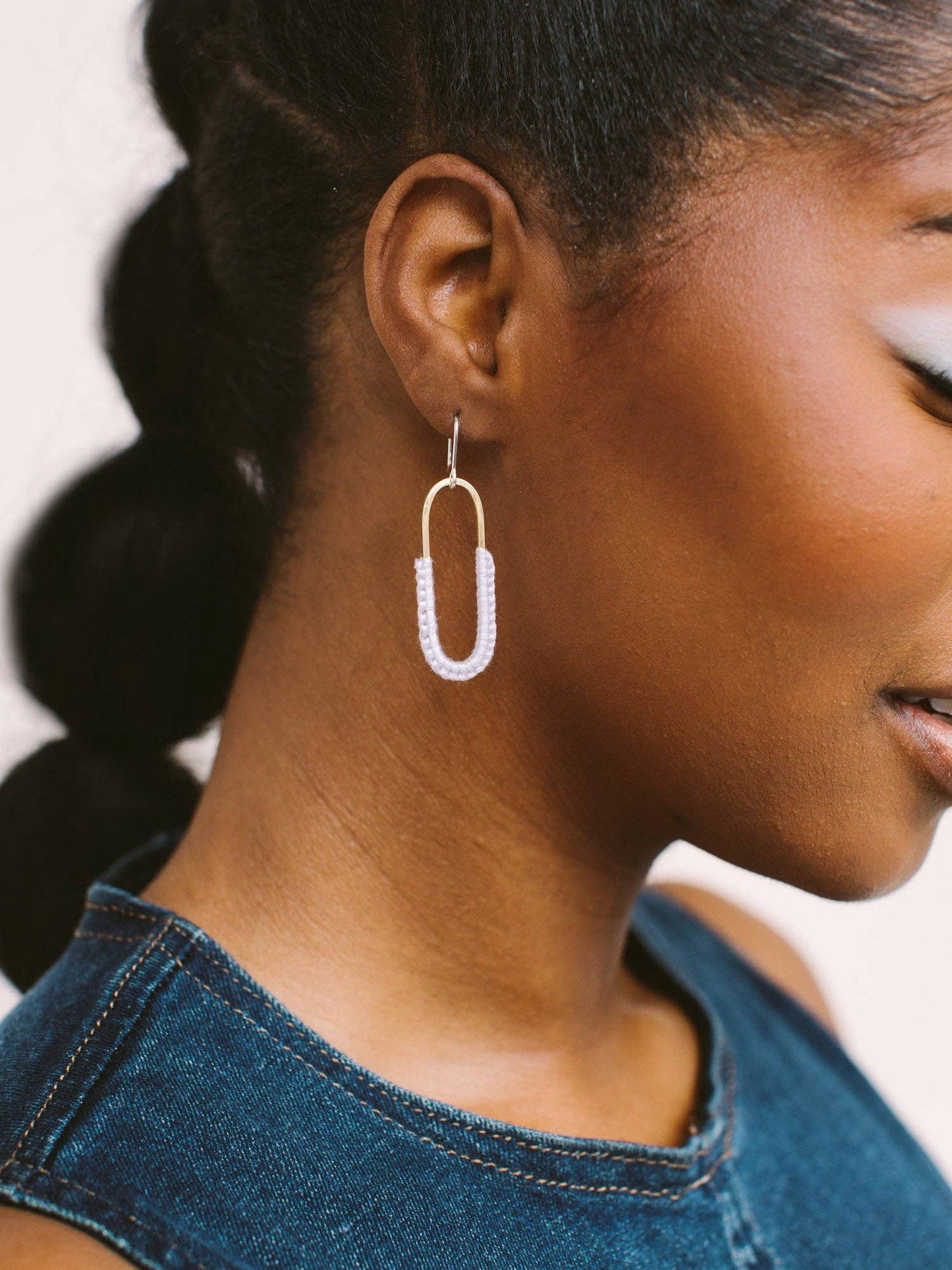 Macramé Link Earrings: Lavender