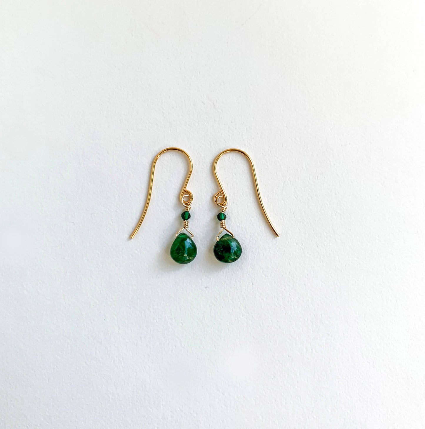 Petite Emerald Earrings: Gold Filled