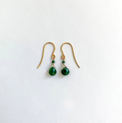 Petite Emerald Earrings: Gold Filled