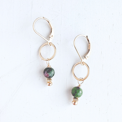 Green Ruby Zoisite Earrings - Gold Filled