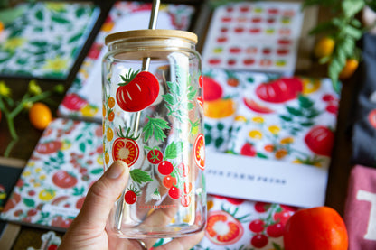 Tomato Vine Glass Can with Lid