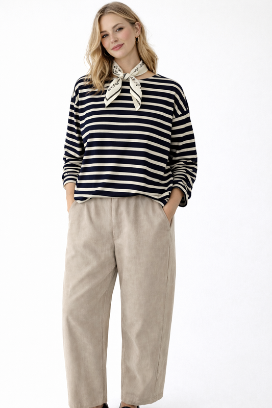 Le Bon Shoppe Sailor Navy Nautical Long Sleeve T Shirt on Model 