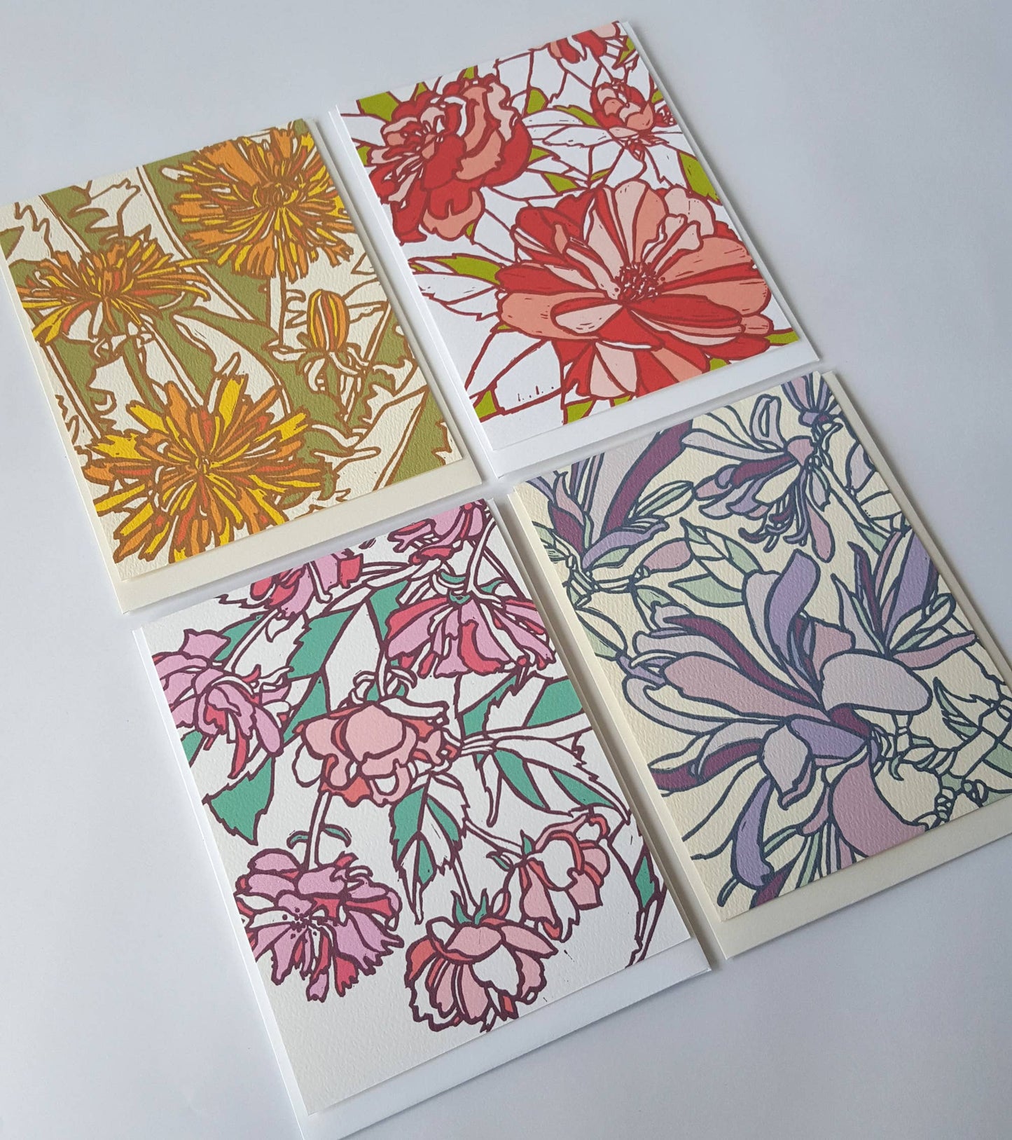 Assorted Flower Blank Note Card Set of 8