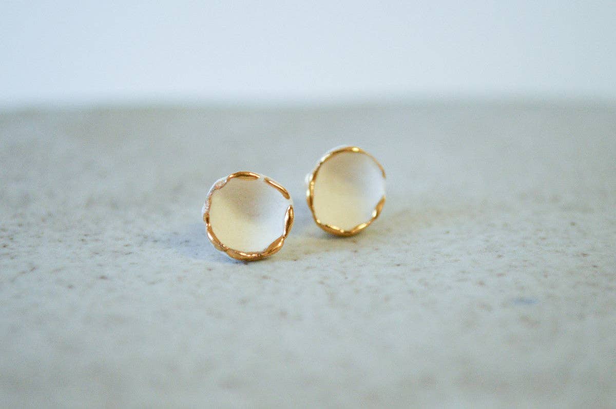 Hana Studs: Black Porcelain 14k GF Studs