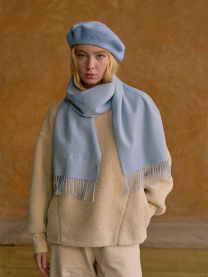 Lost Pattern NYC - "Lost in Warmth" Classic Cashmere Scarf - Light Blue: Light Blue