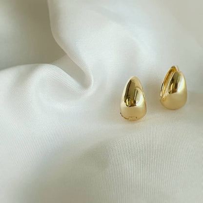 Teardrop Huggie Hoops Earrings Gold Filled