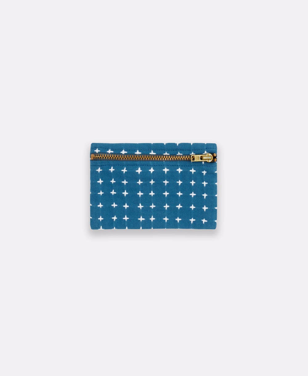 Navy Cross-Stitch Coin Purse
