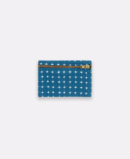 Navy Cross-Stitch Coin Purse