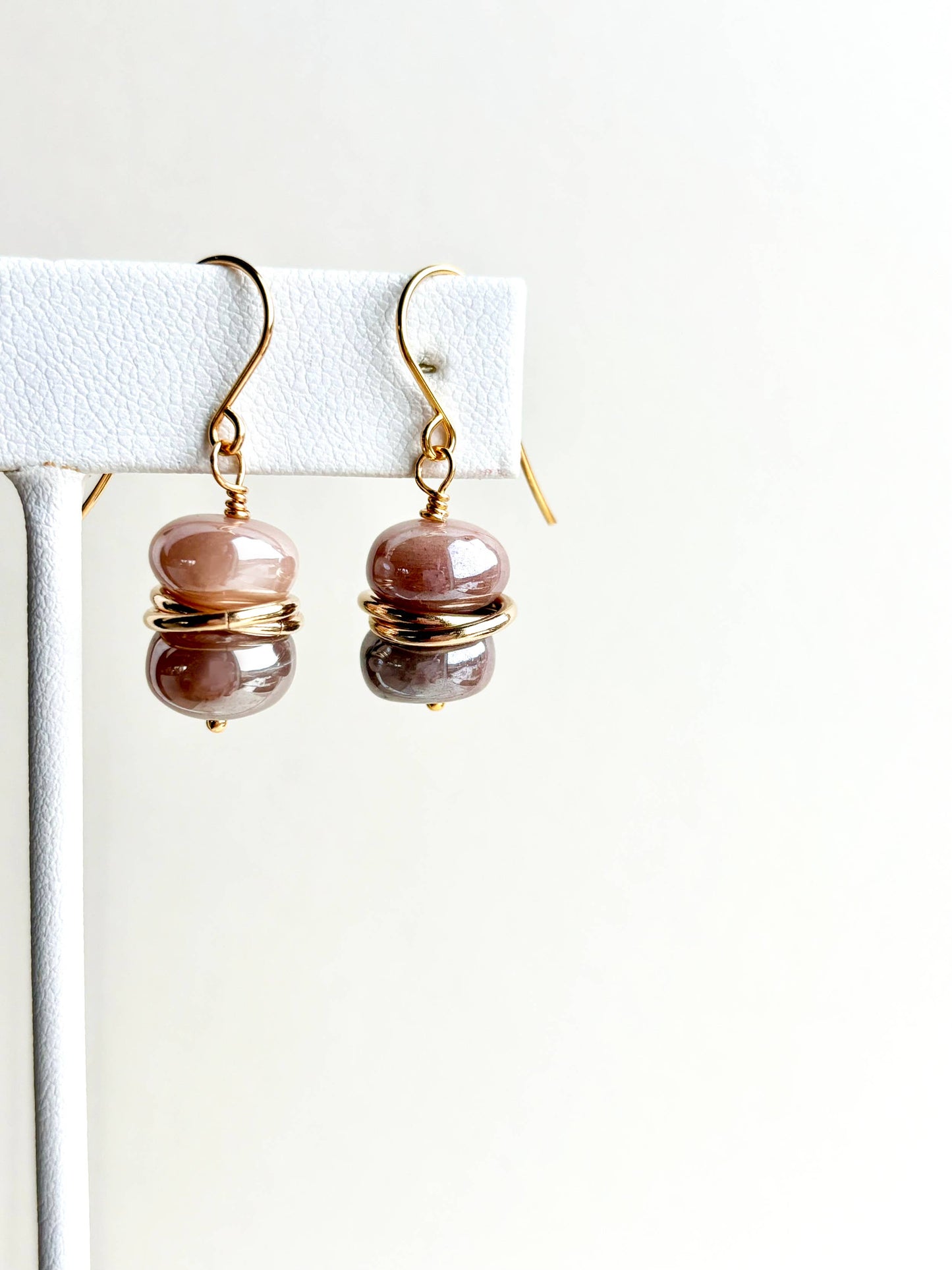 Peach Moonstone Earrings - GF