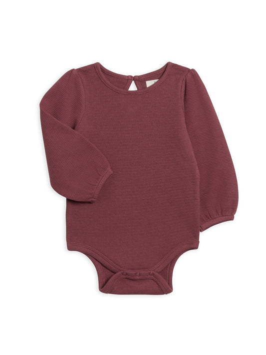 Jill Waffle Knit Long Sleeve Bodysuit - Mulberry