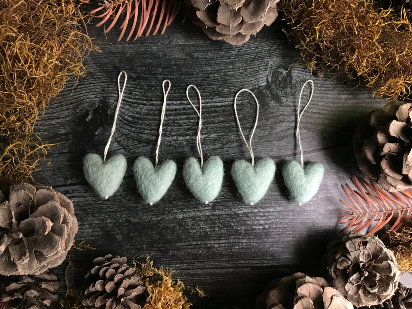 Felted Wool Mini Heart Ornament: Snowberry White