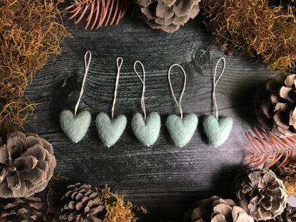 Felted Wool Mini Heart Ornament: Snowberry White