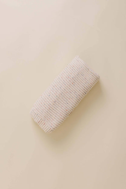 Sprinkle Organic Cotton Knit Ribbed Blanket - Oat