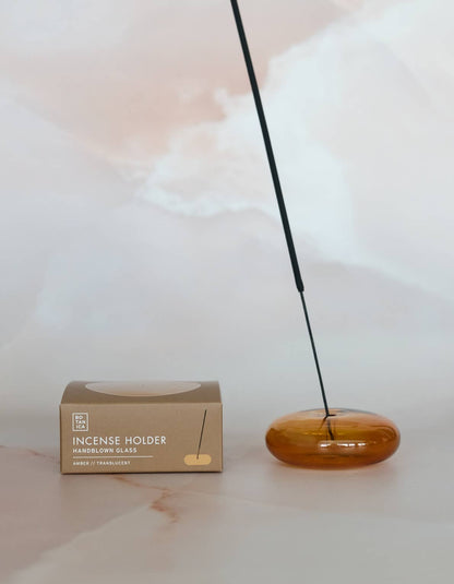 Glass Bubble Incense Holder : Amber Translucent