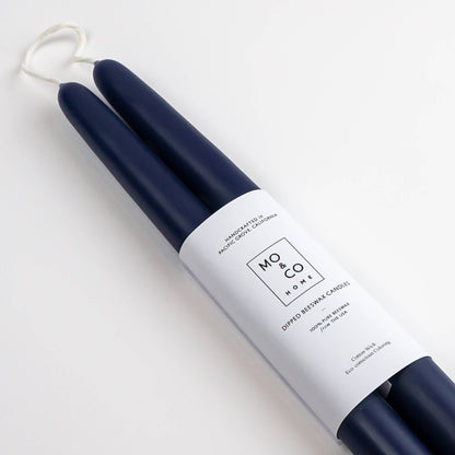 Midnight Blue | Dipped Beeswax Taper Candles | All Natural: 10 Inch