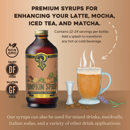 Pumpkin Spice Syrup 12 oz - coffee, tea, cocktail mixer