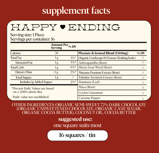 Alice Mushrooms - Happy Ending - mushroom chocolate supplement for wellness