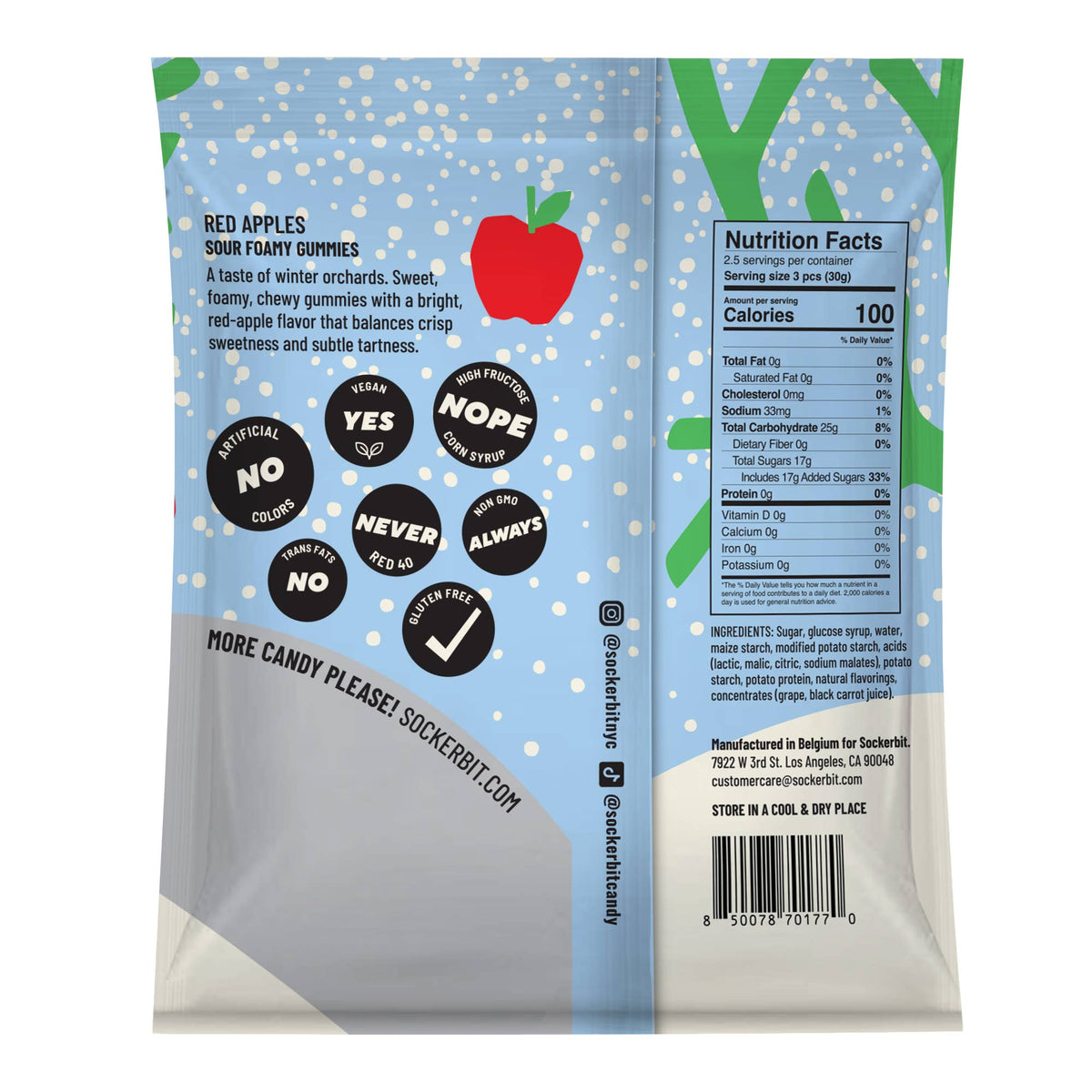 Sockerbit - FIZZY FROSTED APPLES Swedish Candy 2.8oz Holiday Collection