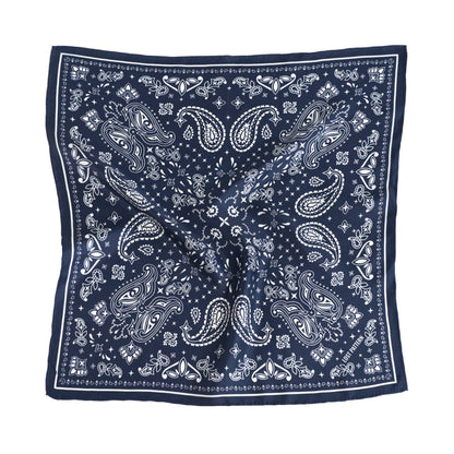 “Paisley" Silk Bandana Scarf - Midnight Blue: Midnight Blue