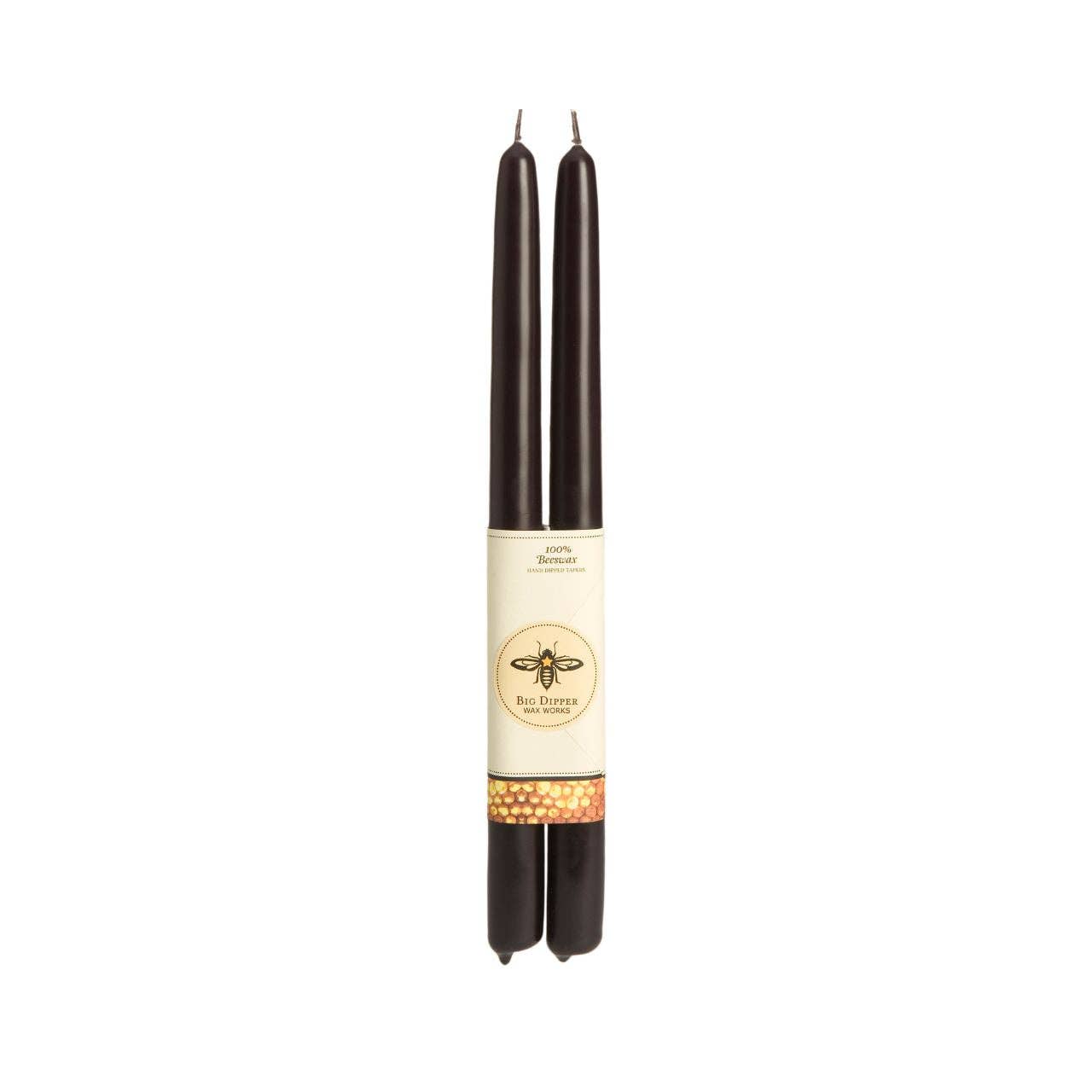 100% Pure Beeswax Tapers: Black / Standard (12" x 7/8")