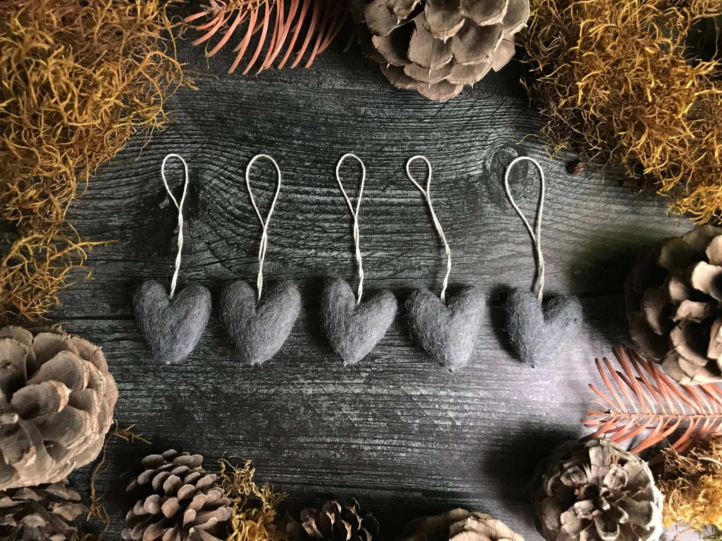 Felted Wool Mini Heart Ornament: Snowberry White