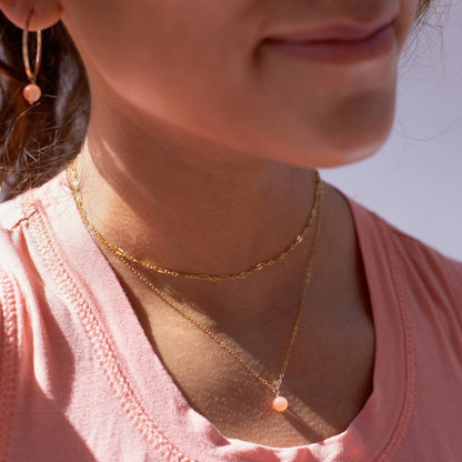 Cherry Blossom Agate Necklace 18" / 14k Gold Fill