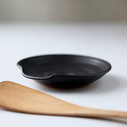 Handmade Pottery Spoon Rest: Black