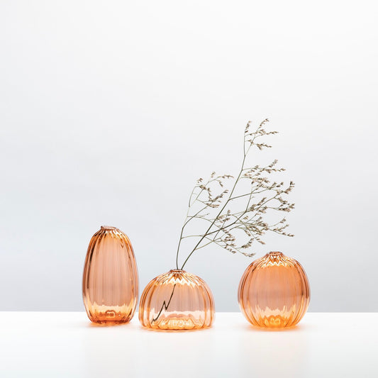 Hand Blown Glass Bud Vase - Apricot
