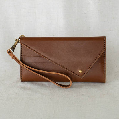 Tri-fold Wallet: Camel Leather