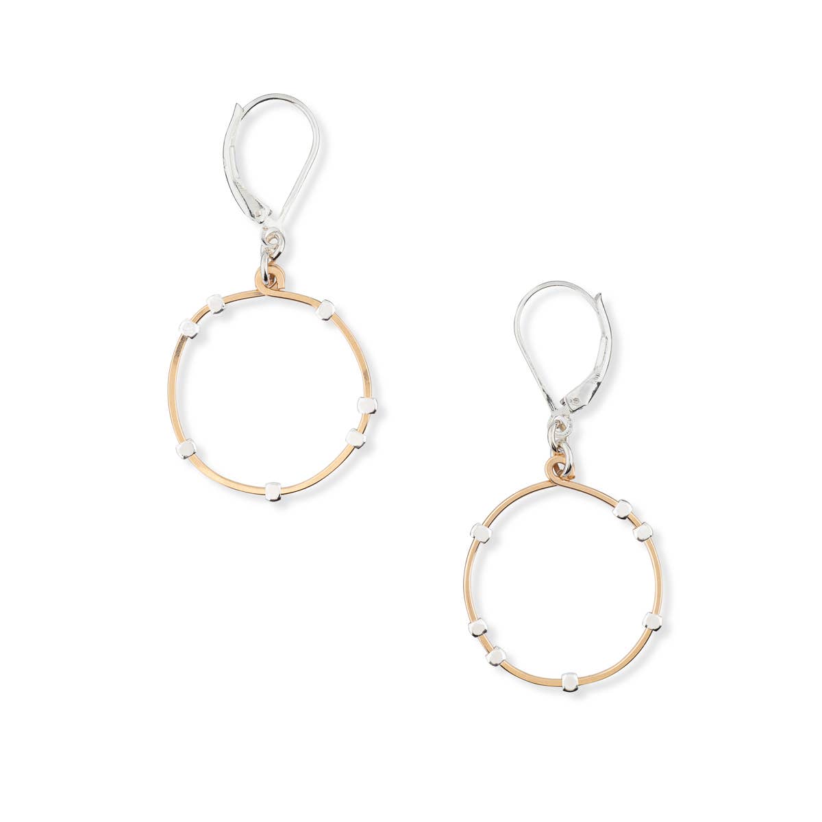 Cosmos Mini Gold Circle Silver Mixed Earrings
