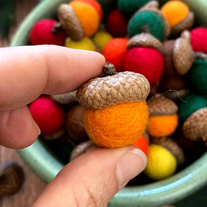 Felt Wool Acorns Autumn Leaves